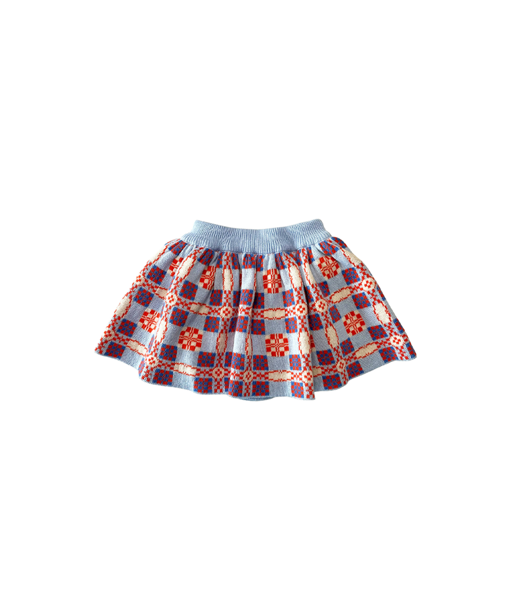 Picnic Baby Skirt With Bloomers - Cornflower  - Organic Cotton