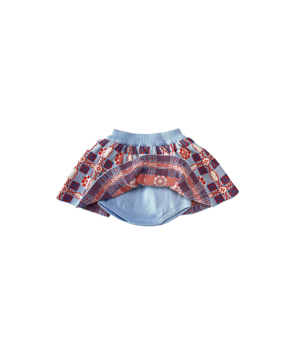 Picnic Baby Skirt With Bloomers - Cornflower  - Organic Cotton