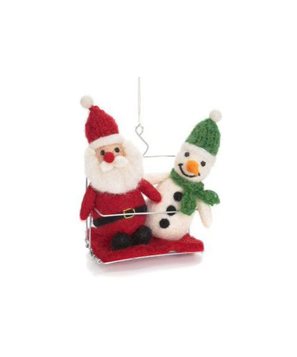 Amica Santa &amp; Snowman in Ski Chair Lift Decoration