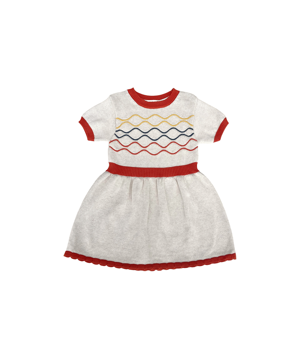Bay Dress - Shell/Pomegranate  - Organic Cotton