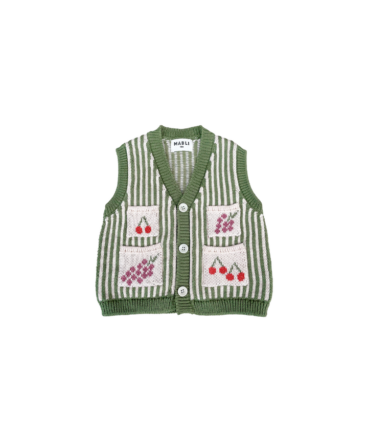 Shopping Waistcoat - Sage  - Organic Cotton &amp; Cashmere