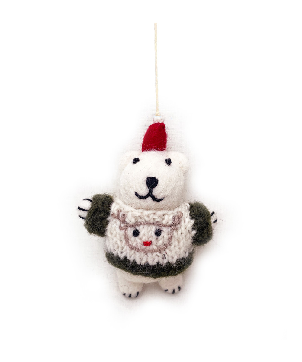 Amica Polar Bear in Jumper Trio Decoration