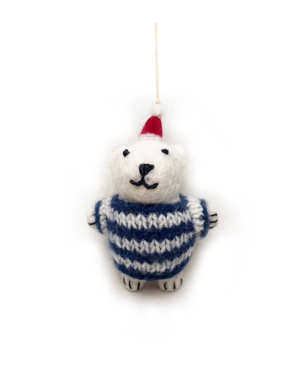 Amica Polar Bear in Jumper Trio Decoration