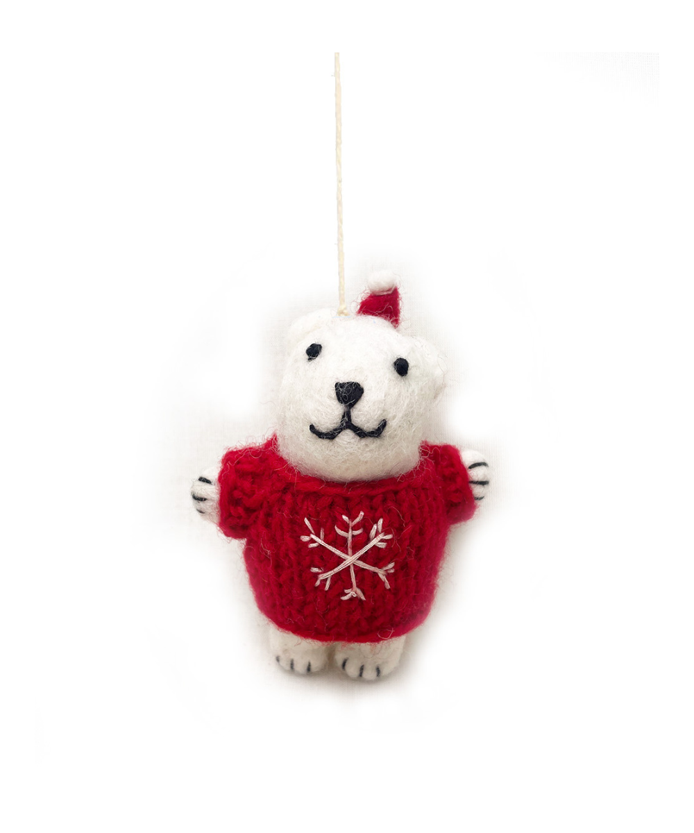 Amica Polar Bear in Jumper Trio Decoration