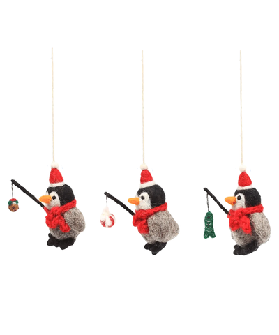 Amica Penguin Fishing Trio Decoration