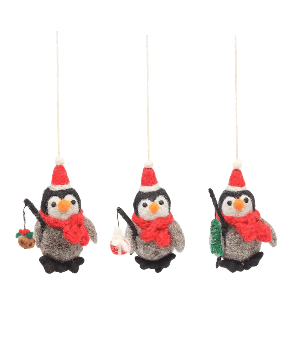 Amica Penguin Fishing Trio Decoration