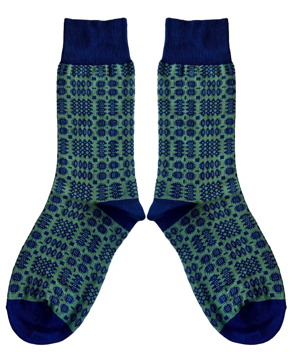 Carthen Socks - Pea Green / Ink Blue