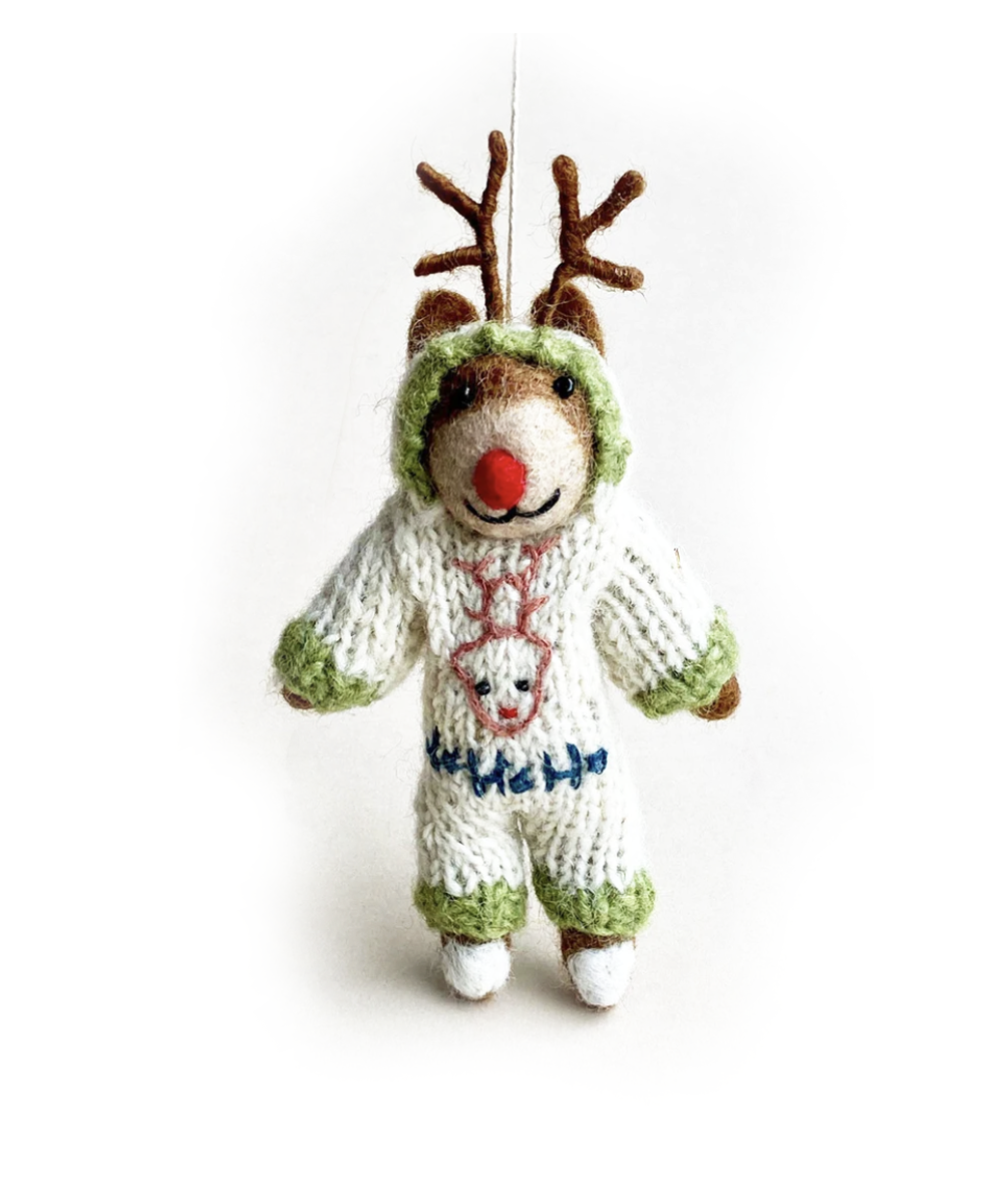 Amica Felt Reindeer in Onesie Decoration