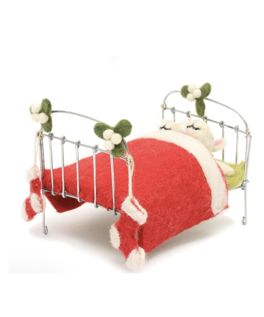 Amica Felt Sleeping Mice Pair in Bed