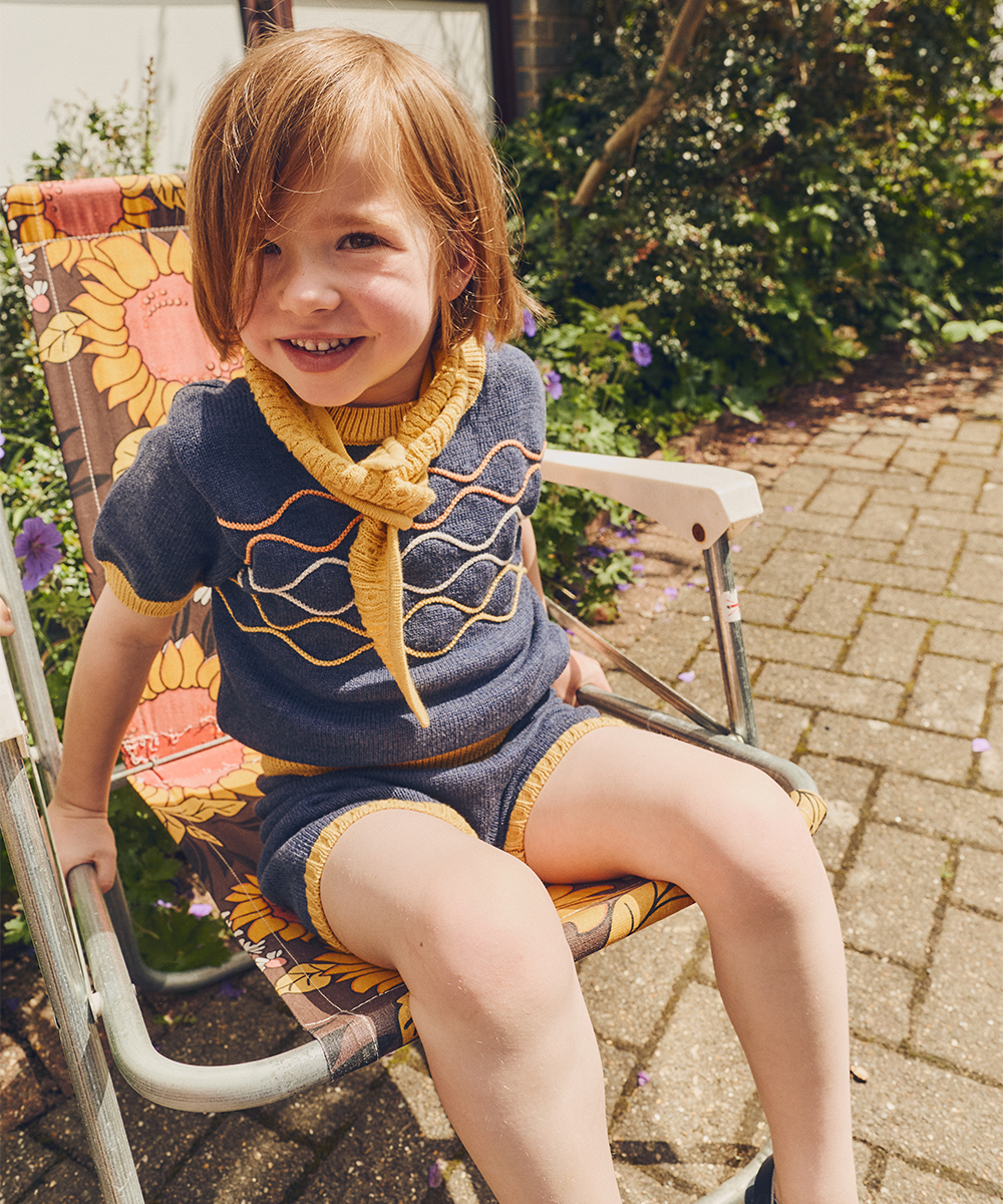 Bay Tee - Denim/Maize  - Organic Cotton