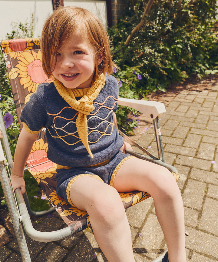 Bay Tee - Denim/Maize  - Organic Cotton