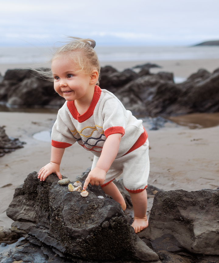 Bay Shorts - Shell/Pomegranate  - Organic Cotton