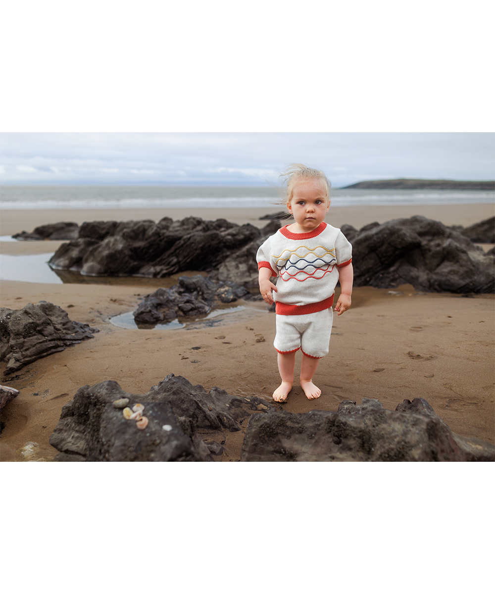 Bay Tee - Shell/Pomegranate  - Organic Cotton