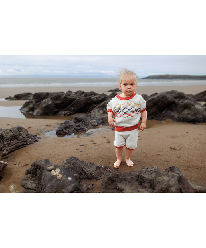 Bay Tee - Shell/Pomegranate  - Organic Cotton