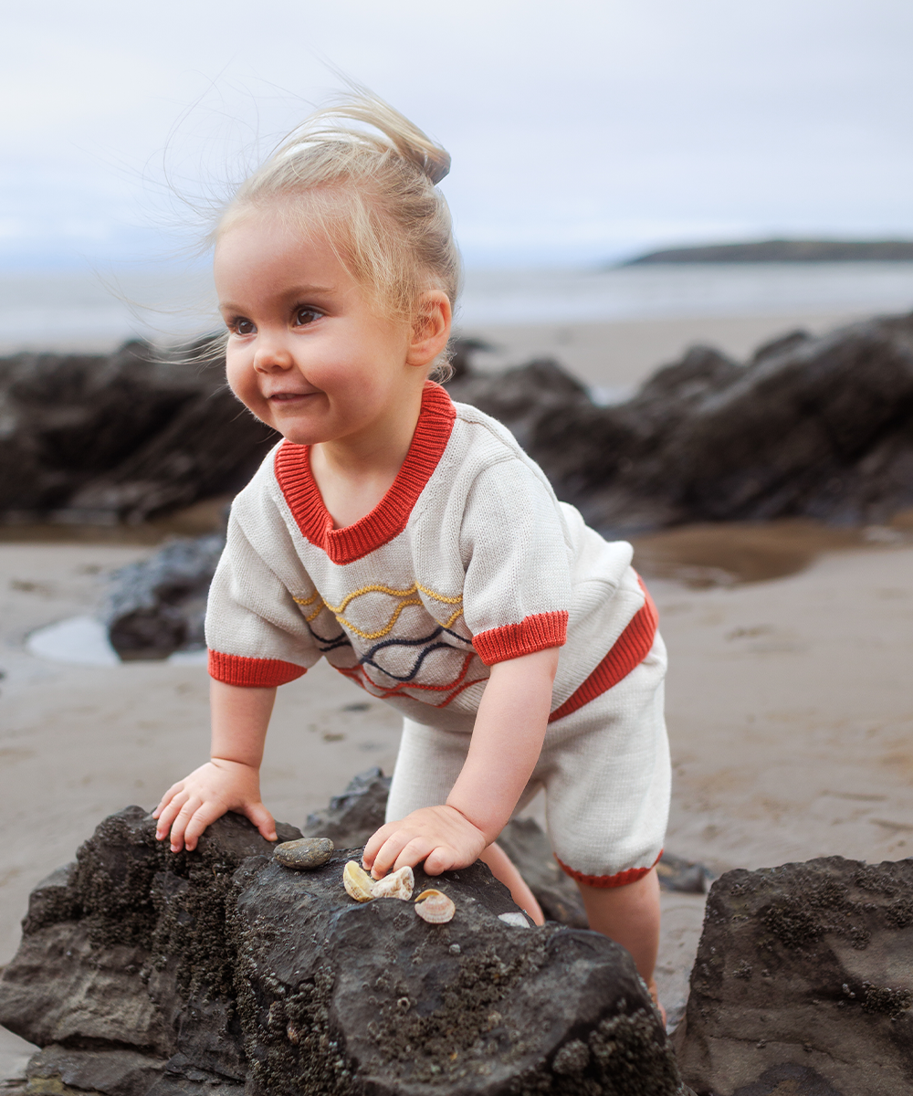 Bay Shorts - Shell/Pomegranate  - Organic Cotton