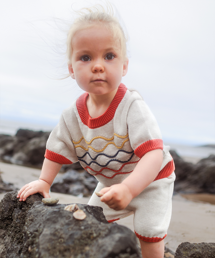 Bay Tee - Shell/Pomegranate  - Organic Cotton