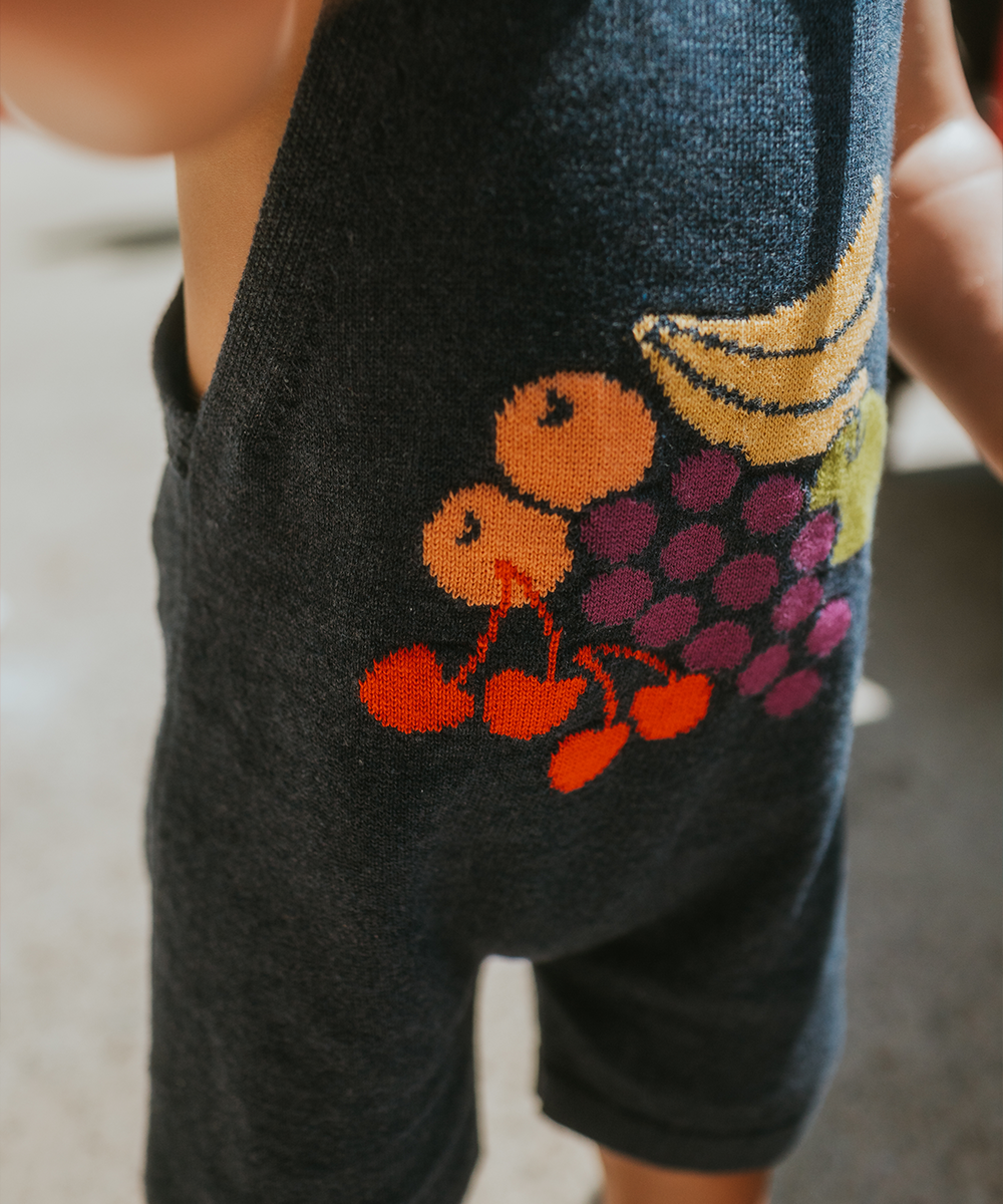Fruit Bowl Romper - Denim Melange  - Organic Cotton