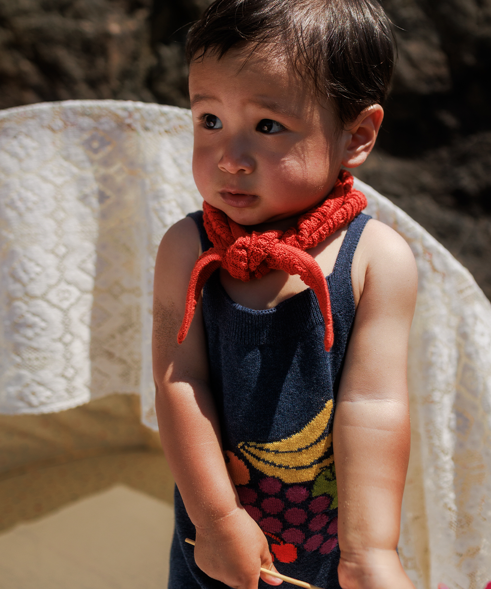 Fruit Bowl Romper - Denim Melange  - Organic Cotton