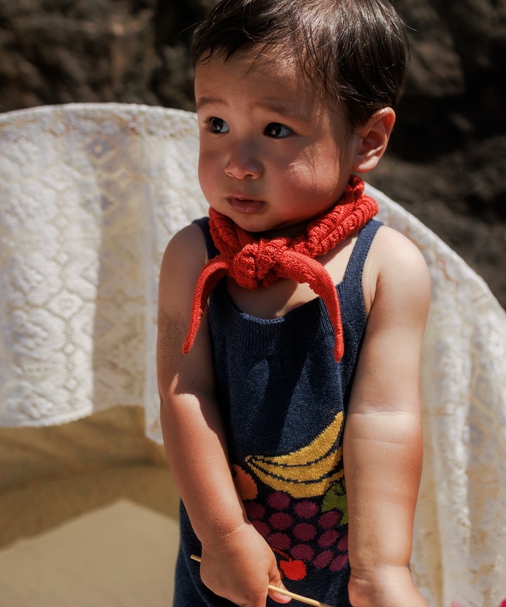 Fruit Bowl Romper - Denim Melange  - Organic Cotton