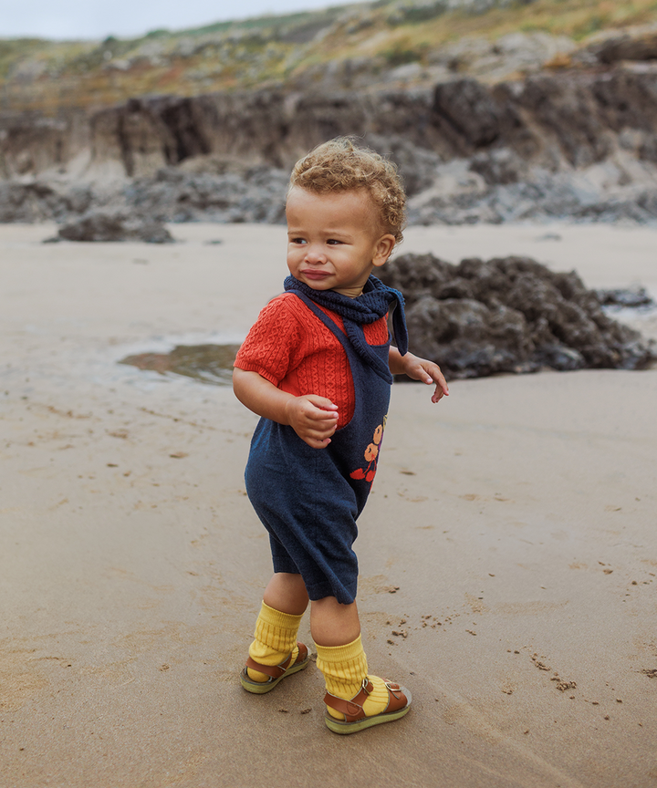 Fruit Bowl Romper - Denim Melange  - Organic Cotton