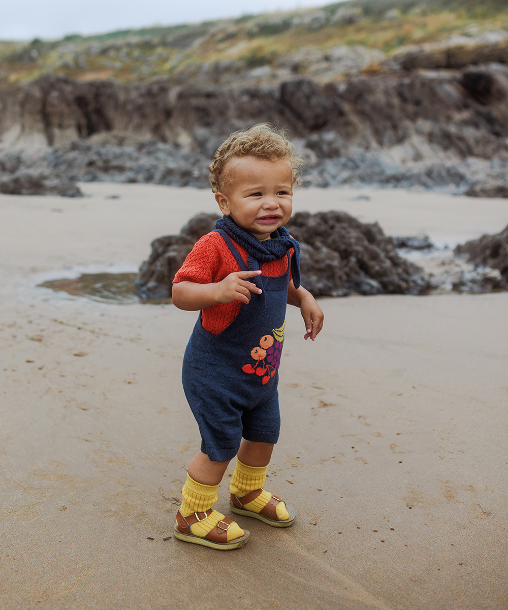 Fruit Bowl Romper - Denim Melange  - Organic Cotton