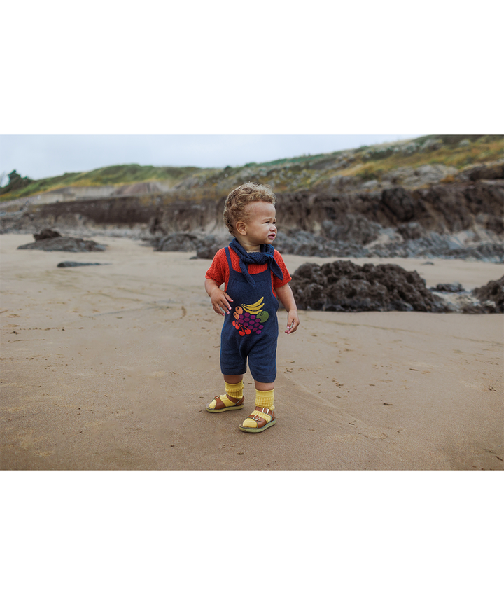 Fruit Bowl Romper - Denim Melange  - Organic Cotton