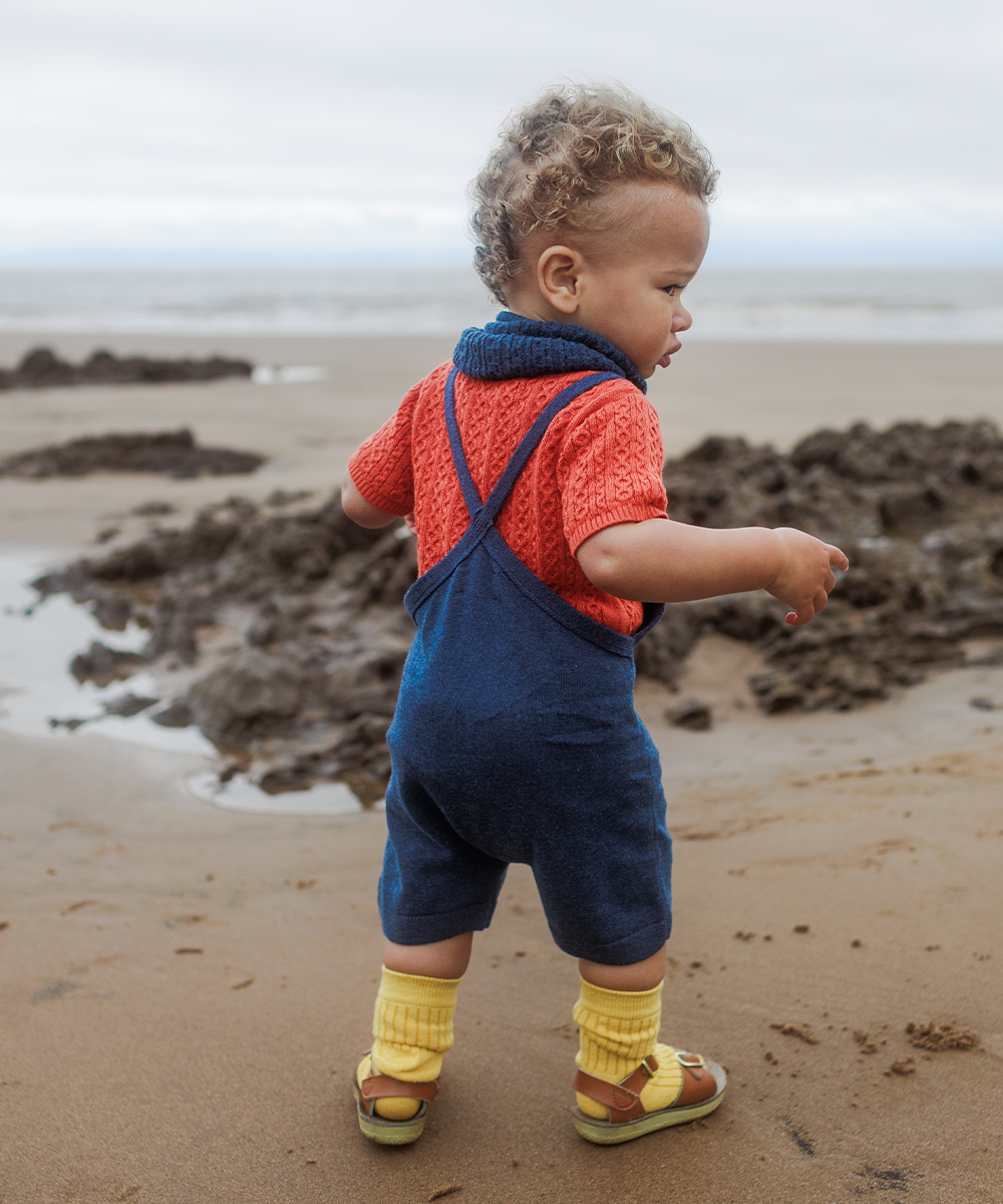 Fruit Bowl Romper - Denim Melange  - Organic Cotton