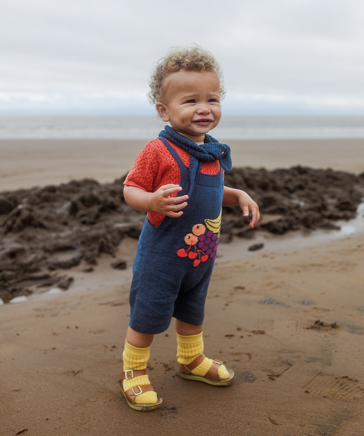 Fruit Bowl Romper - Denim Melange  - Organic Cotton
