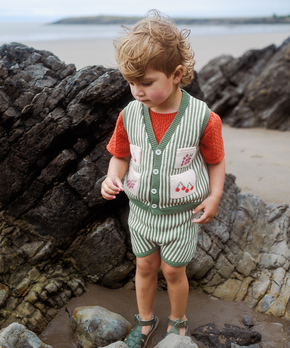 Shopping Waistcoat - Sage  - Organic Cotton &amp; Cashmere