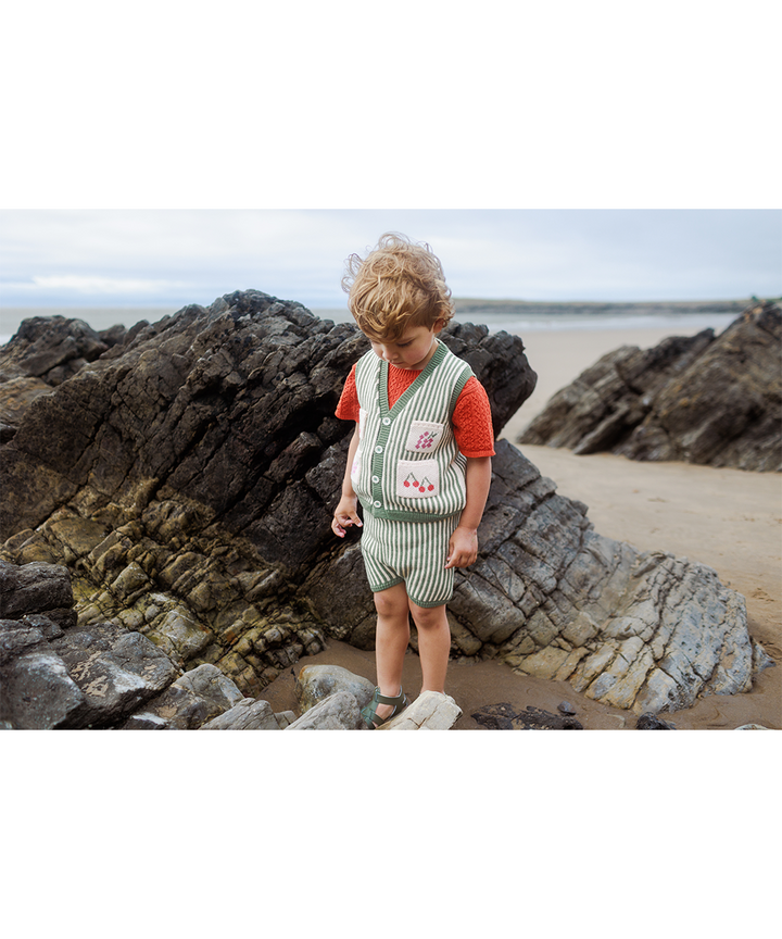 Shopping Waistcoat - Sage  - Organic Cotton &amp; Cashmere
