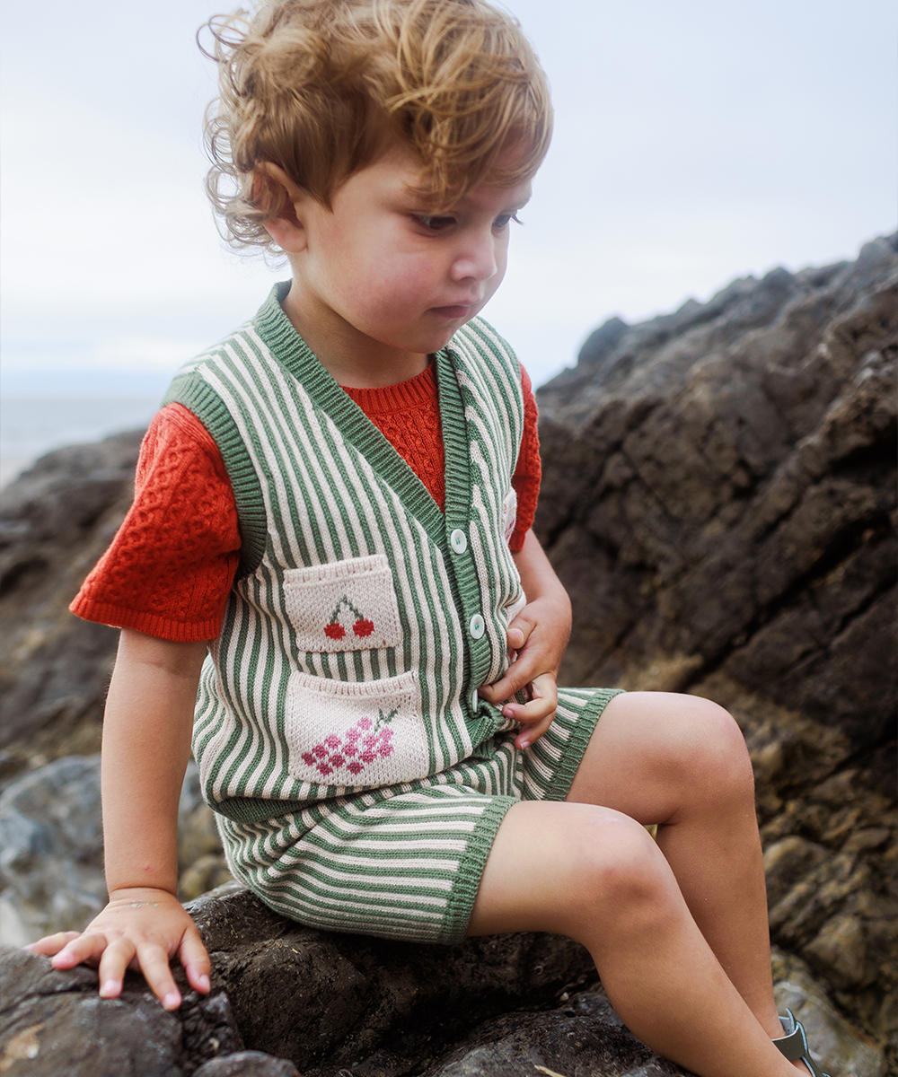 Shopping Waistcoat - Sage  - Organic Cotton &amp; Cashmere
