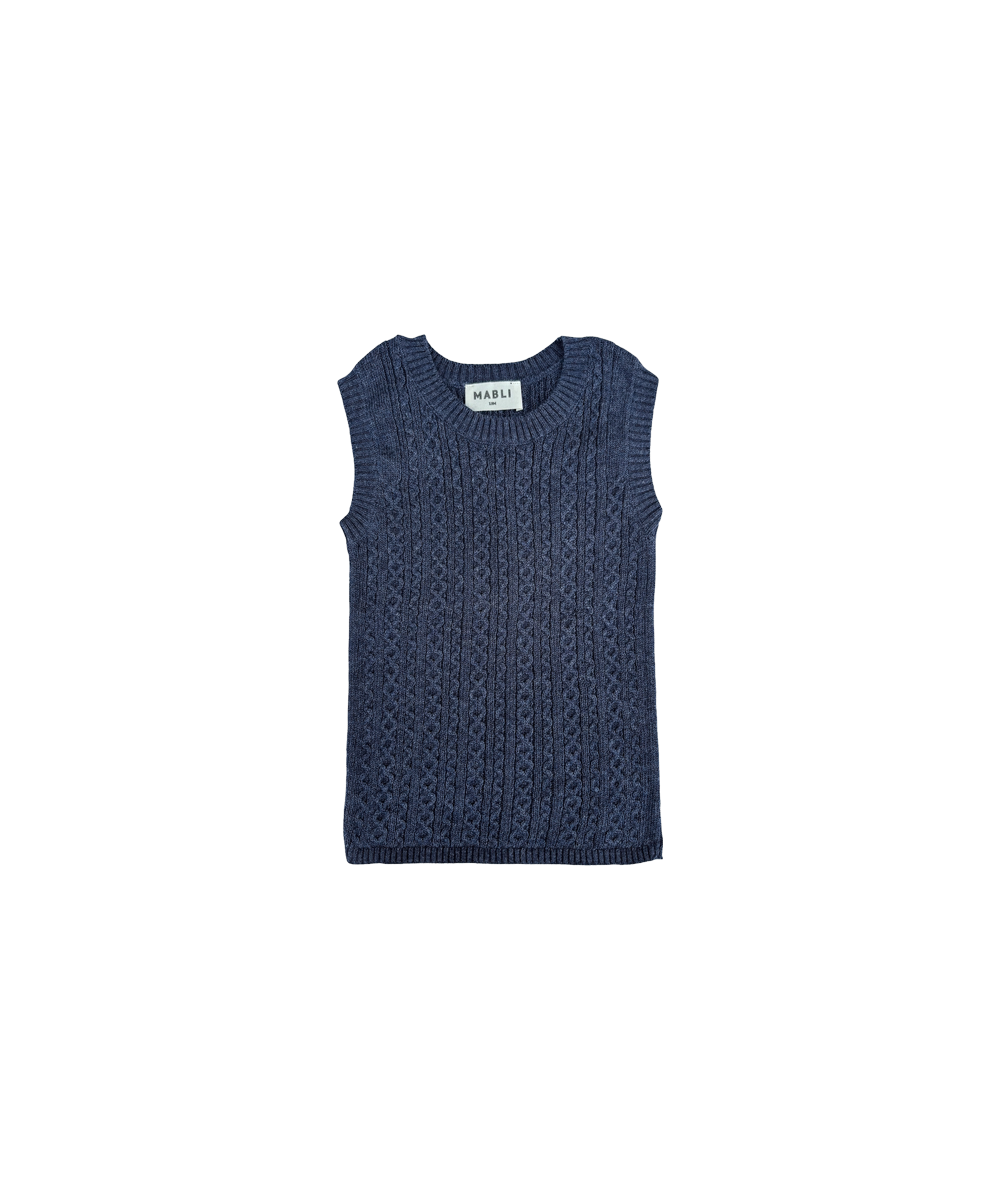 Tonnog Vest - Denim Melange  - Organic Cotton