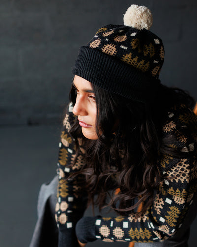 Carthen Merino Pom Beanie - Soot / Fields