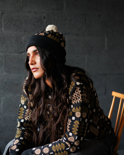 Carthen Merino Pom Beanie - Soot / Fields