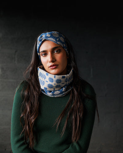 Carthen Merino Headband - Denim / Wheat