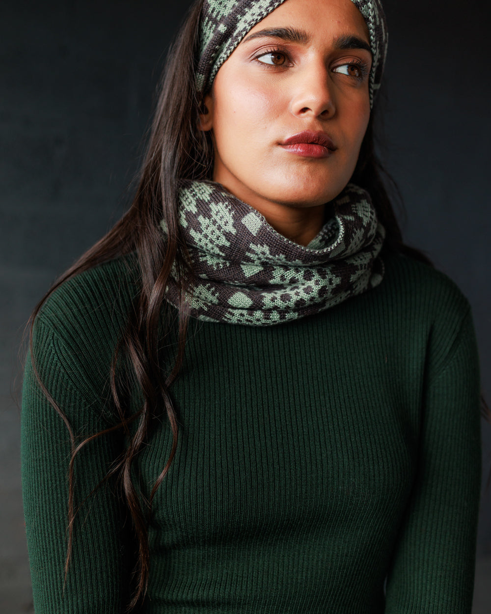 Carthen Merino Tube Scarf  - Duck Egg / Umber