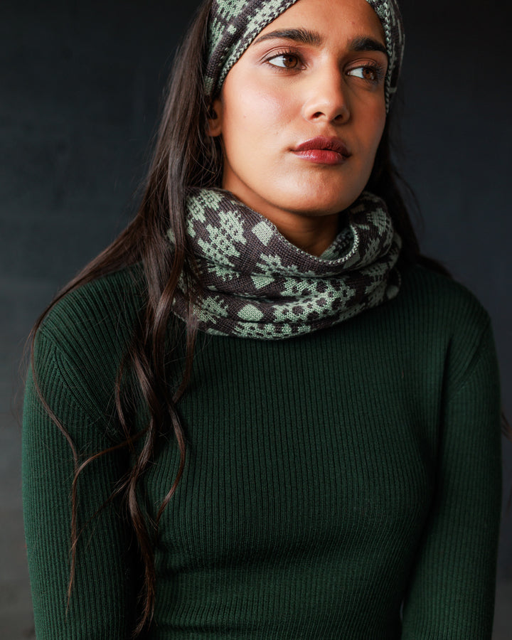 Carthen Merino Tube Scarf  - Duck Egg / Umber