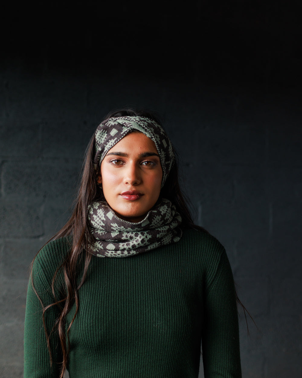 Carthen Merino Tube Scarf  - Duck Egg / Umber