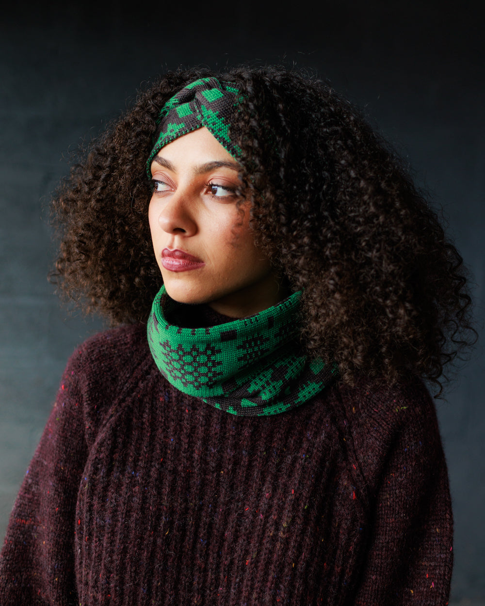 Carthen Merino Tube Scarf  - Umber / Malachite