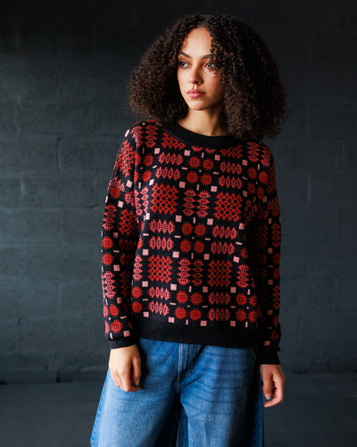 Carthen Merino Pullover - Soot / Petals