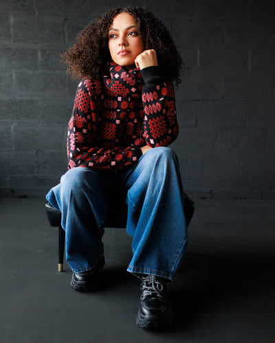 Carthen Merino Pullover - Soot / Petals