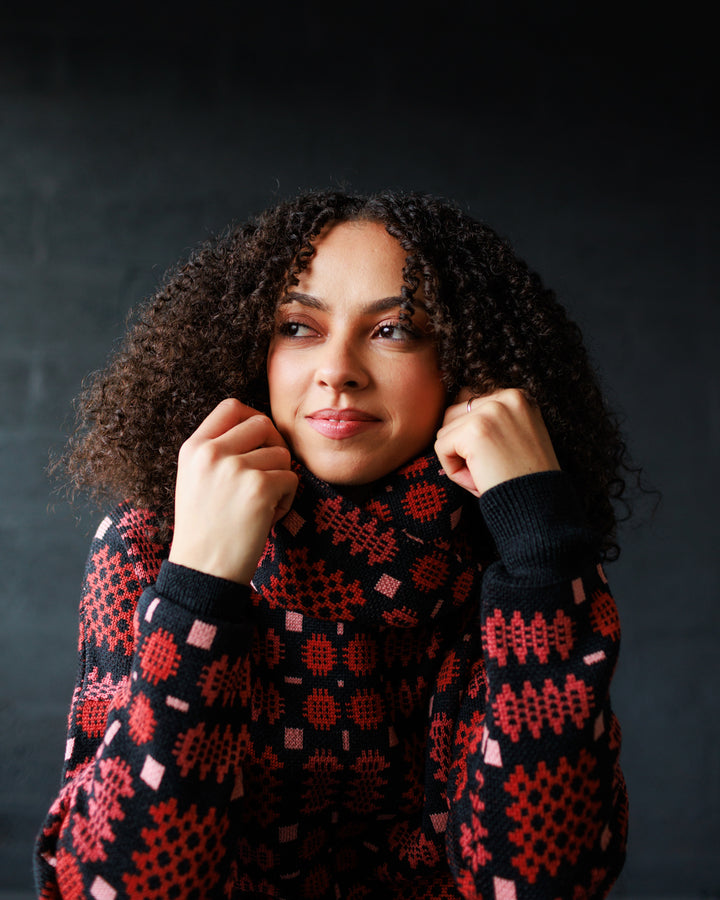 Carthen Merino Neck Wrap - Soot / Petals