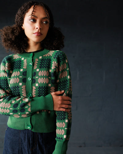 Carthen Neat Cotton Cardigan - Wicked