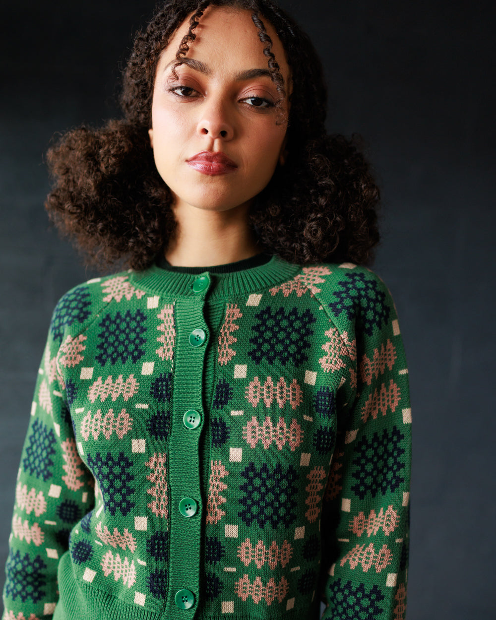 Carthen Neat Cotton Cardigan - Wicked