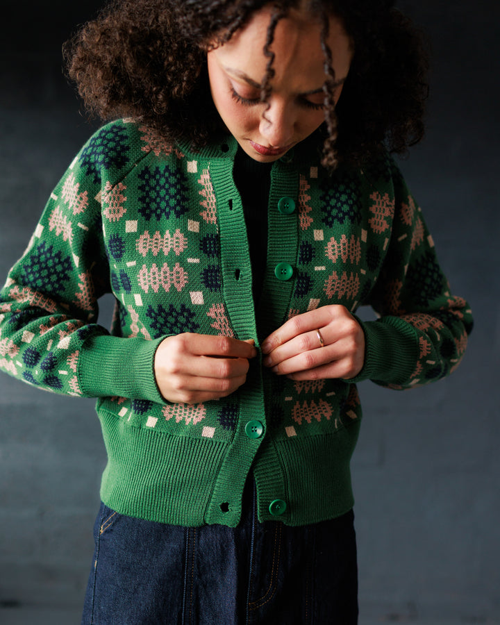 Carthen Neat Cotton Cardigan - Wicked