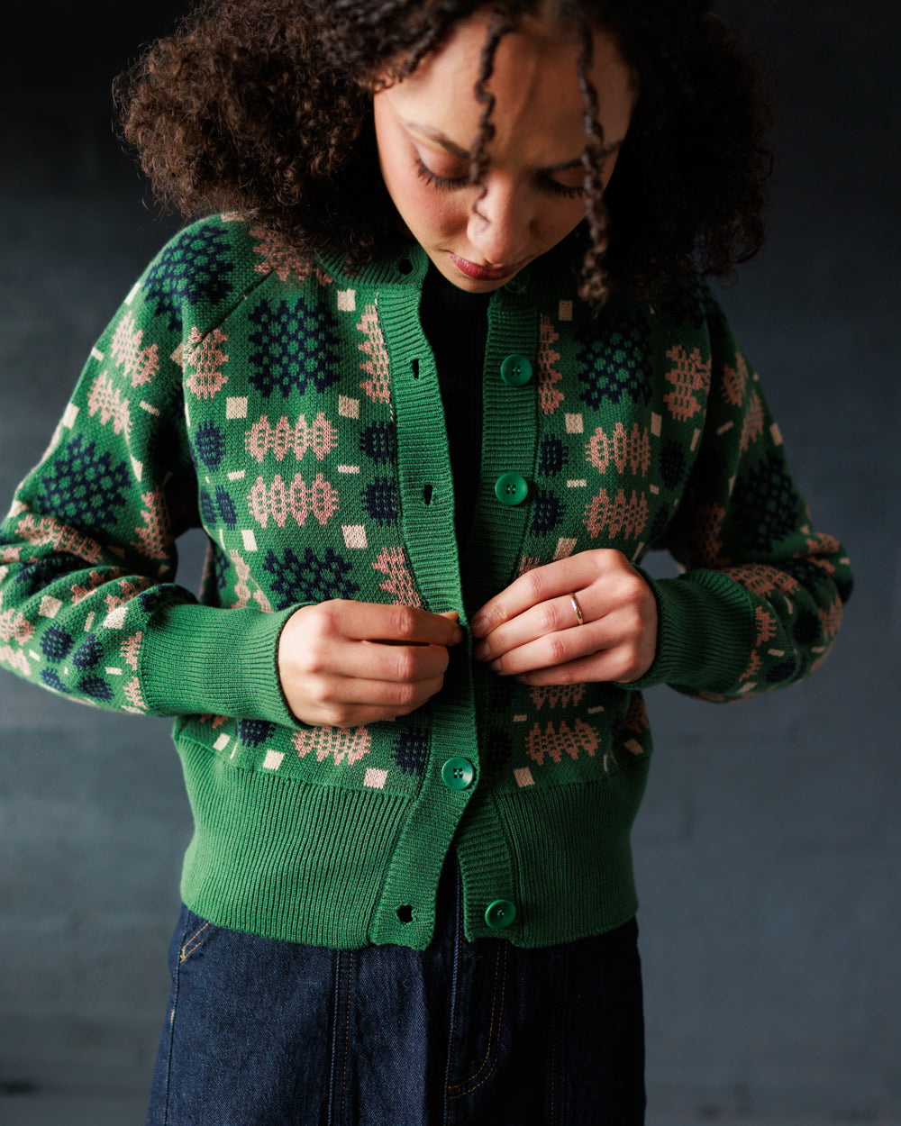 Carthen Neat Cotton Cardigan - Wicked