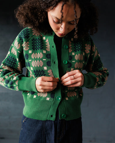 Carthen Neat Cotton Cardigan - Wicked