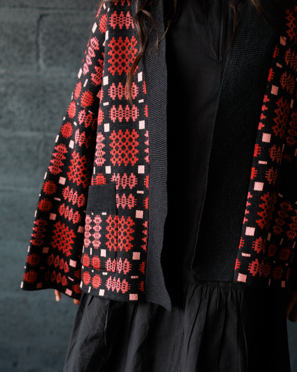 Carthen Merino Wrap Cardigan - Soot / Petals