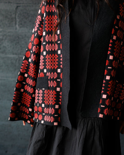 Carthen Merino Wrap Cardigan - Soot / Petals