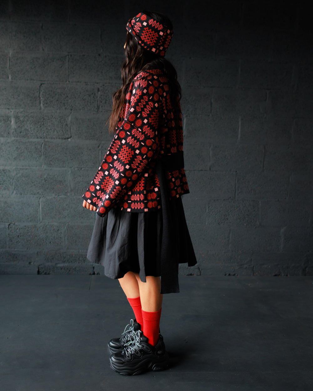 Carthen Merino Wrap Cardigan - Soot / Petals